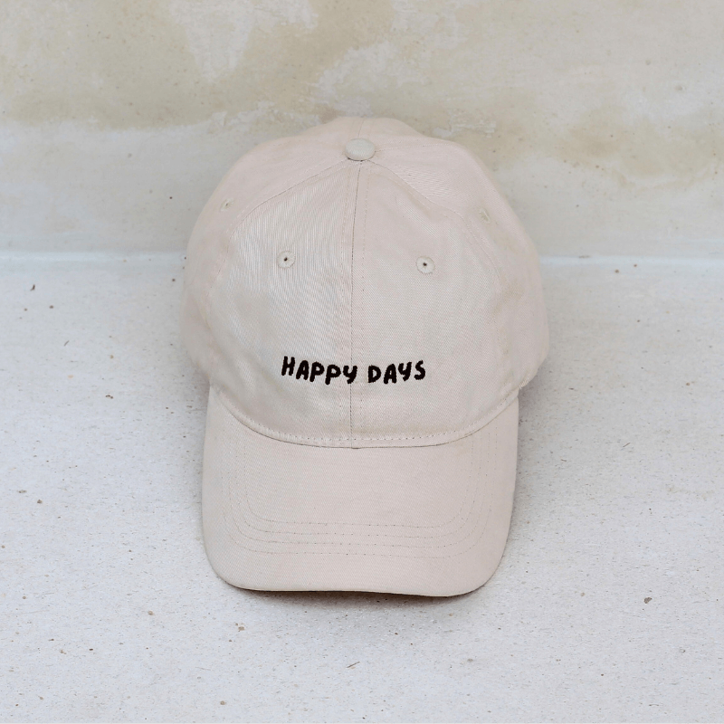 Cream happy days relaxed cotton mid-profile women's cap Australia
