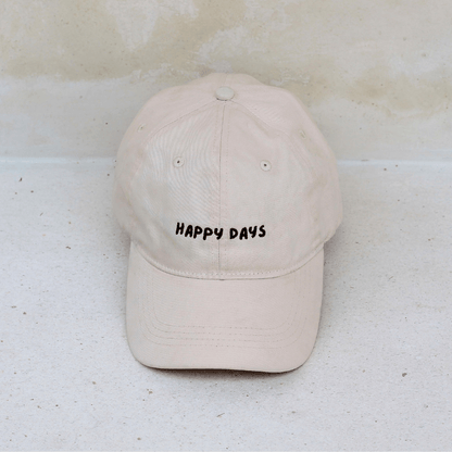 Cream happy days relaxed cotton mid-profile women's cap Australia