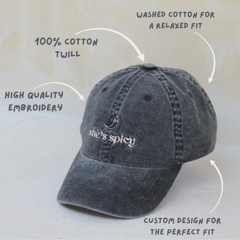 She's spicy Australian women's mid-profile washed 100% cotton cap with cap details