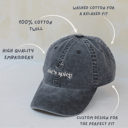 She's spicy Australian women's mid-profile washed 100% cotton cap with cap details