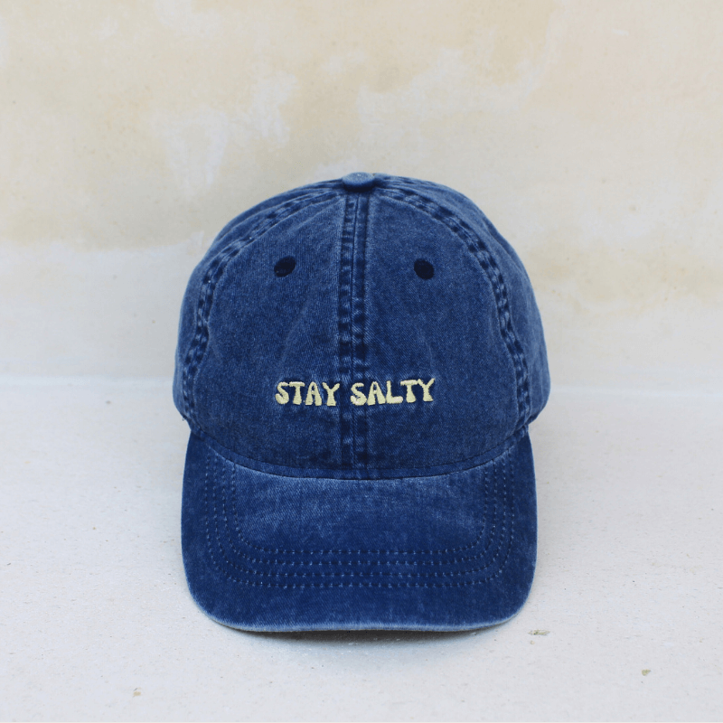 Stay Salty Blue Washed Dad Cap – 100% Cotton Adjustable Women's Cap Australia